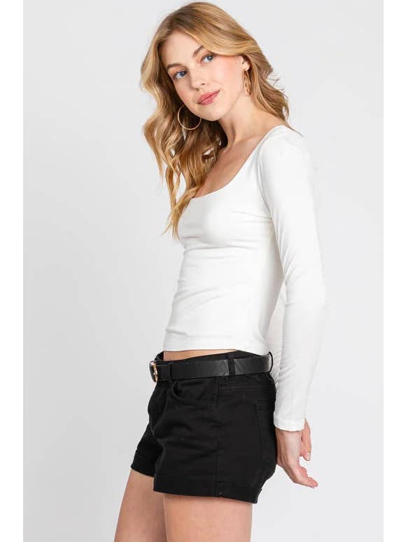 Final Touch - Wholesale Knit Top - Women's - Double Layered Square Neck Basic Top - T1710919