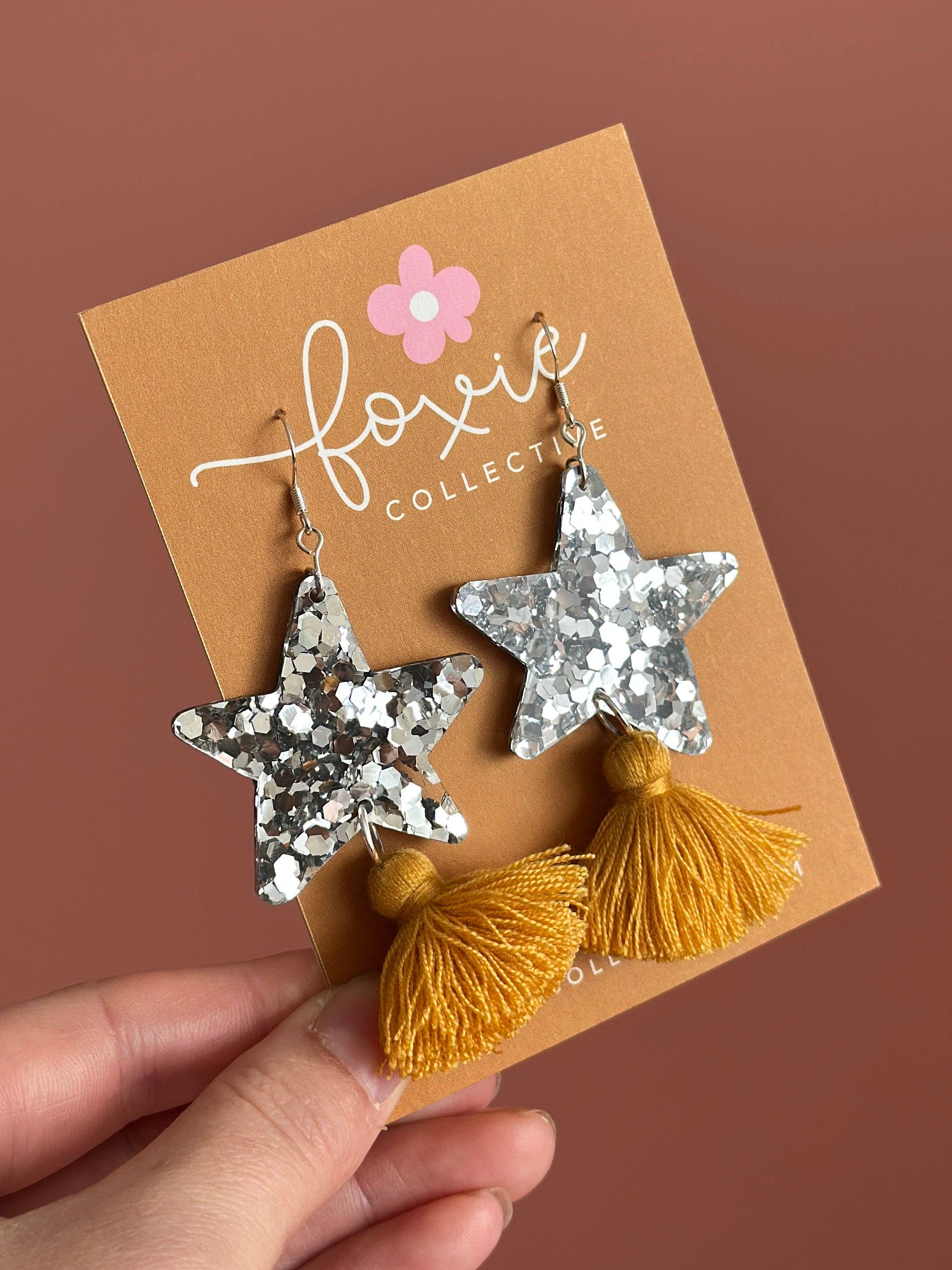 Foxie Collective - Wholesale Dangle Earrings - Custom Star Dust Dangles | Silver or Gold | Select Tassel Colour | WHOLESALE11