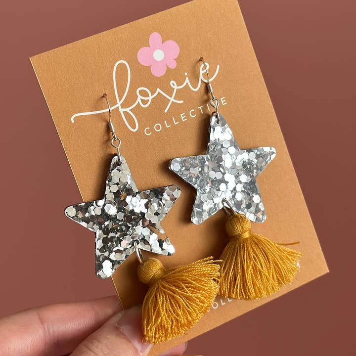 Foxie Collective - Wholesale Dangle earrings - Custom Star Dust Dangles | Silver or Gold | Select Tassel Colour | WHOLESALE11
