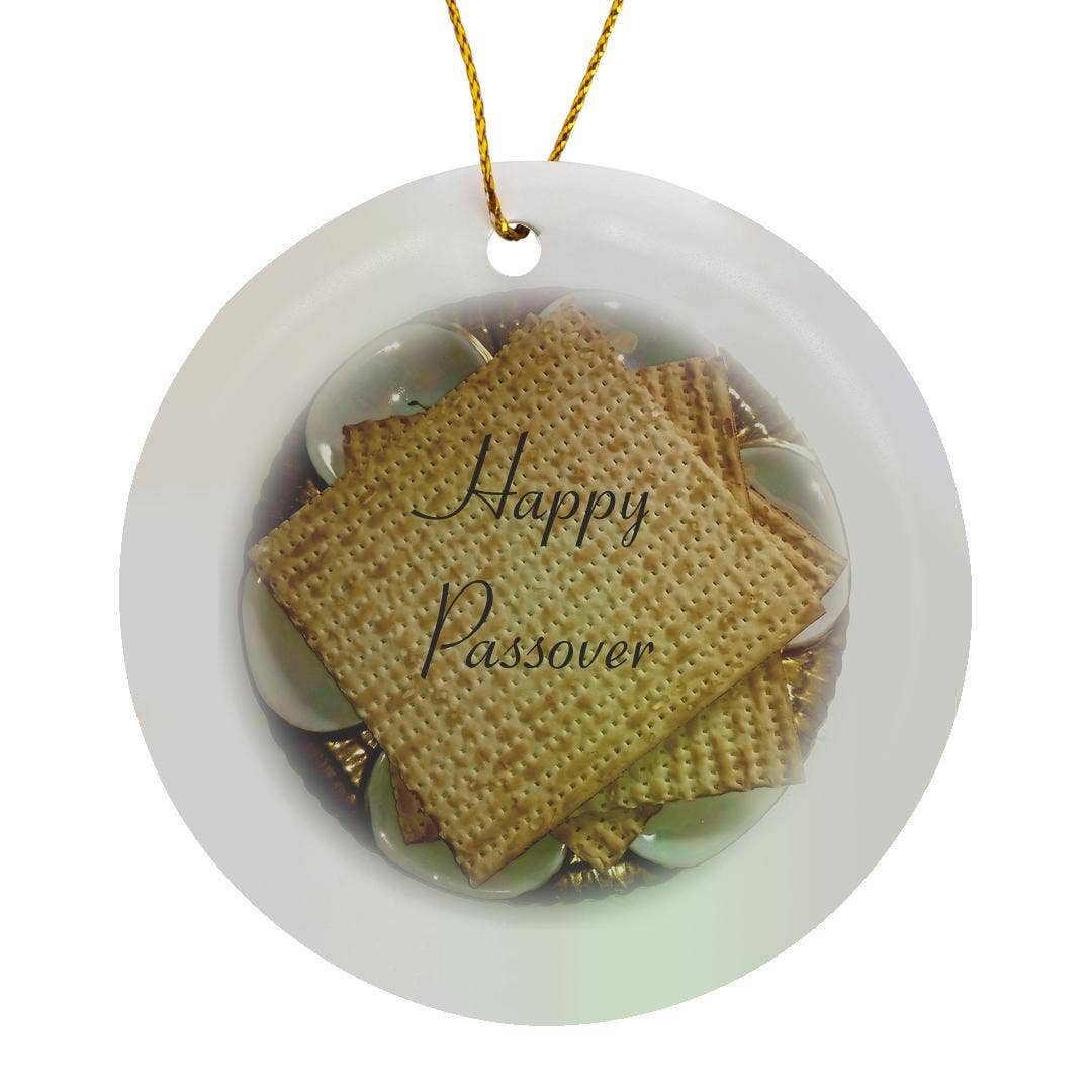 3dRose – wholesale Prydnad – 3dRose, Bild av Glad Pesach på Matzoh och Sederfat, Ornament0