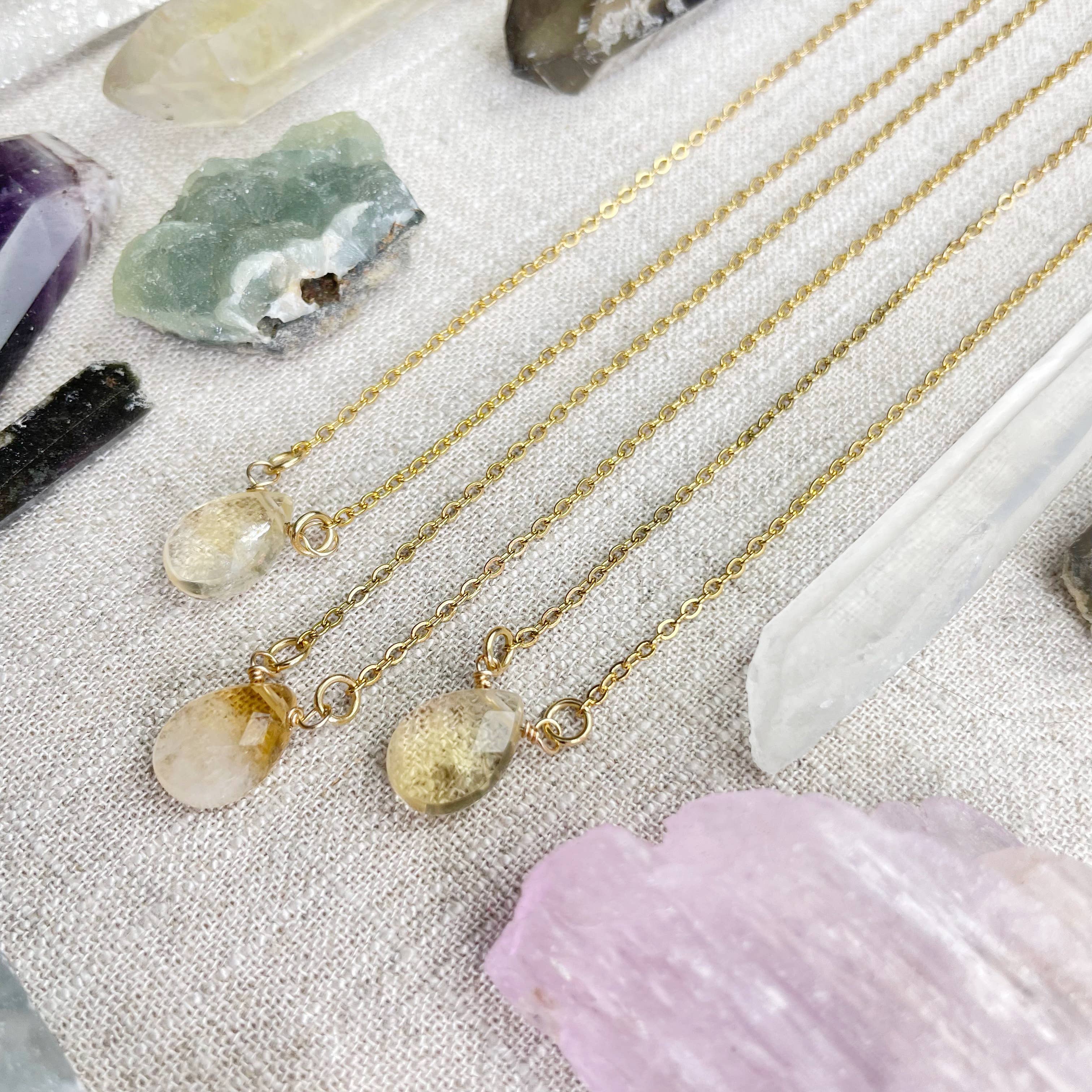 Ewelina Pas Jewelry - Wholesale Halskettinghanger - Citrien Geslepen Druppel Fijne Ketting5