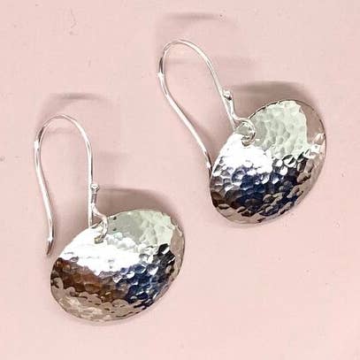 Sideways Hammered Sterling Silver Oval Earrings for wholesale by Simply Sterling Designs