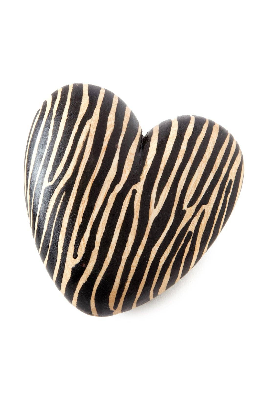 Swahili | AFRICAN MODERN - Wholesale Decorative Tabletop Object - Kenyan Jacaranda Wood Zebra Print Heart - Valentine's Day Gifts1