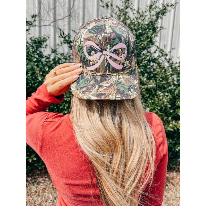 Southern Bliss Co. - Wholesale Trucker Hat - Women's - Canvas Camo Pink Bow Trucker Hat1