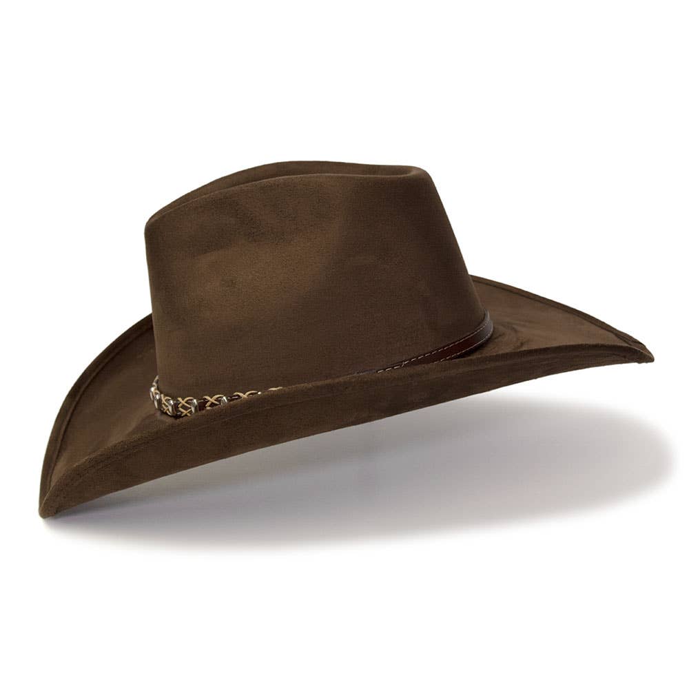 Western Express - Vendita all'ingrosso Cappello da cowboy - Unisex - Cappello Western in Camoscio con Fronte a Pizzico e Fascia con Perline4