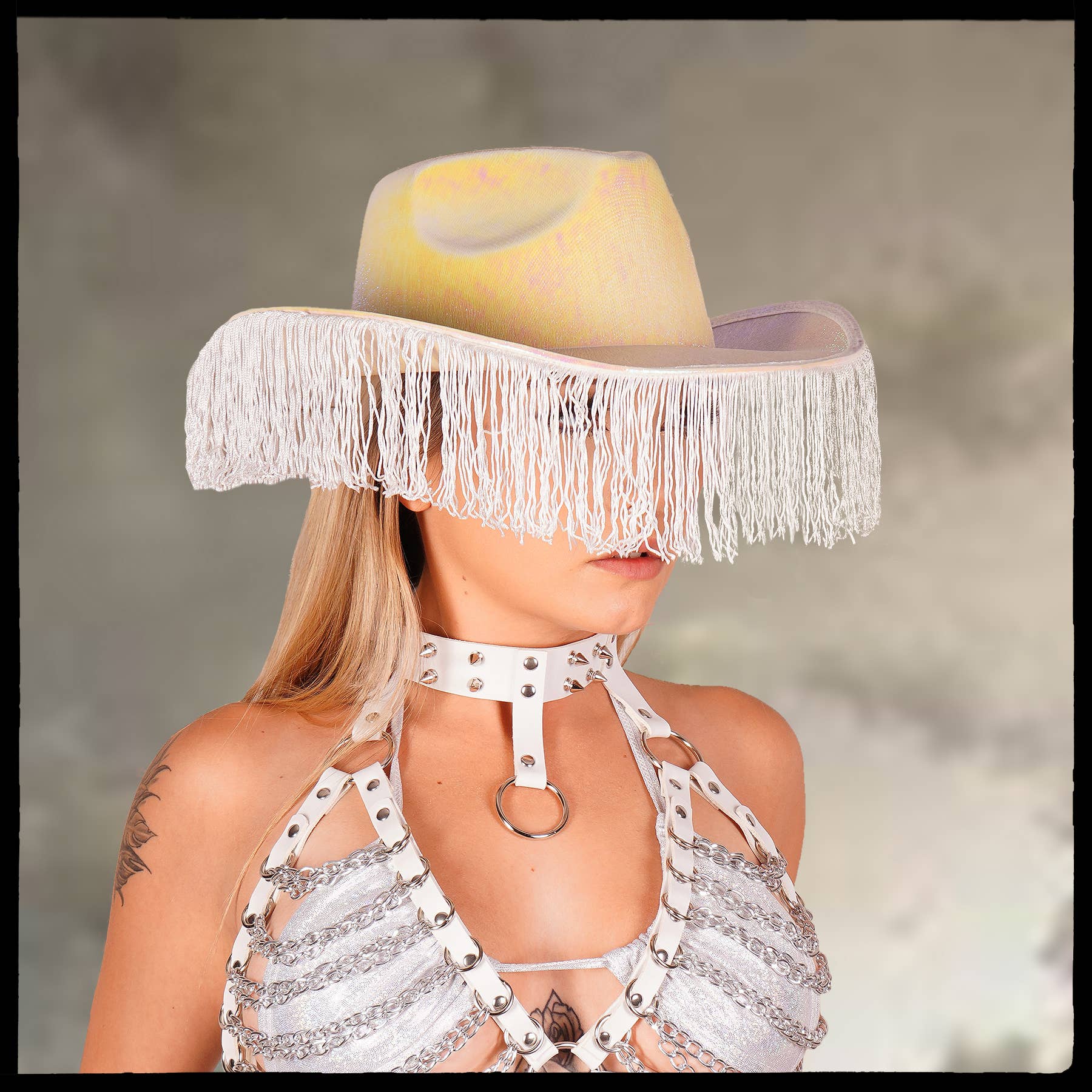 Western Fashion - Wholesale Cowboy Hat - Women's - Metallic Cowboy Hat with fringes1