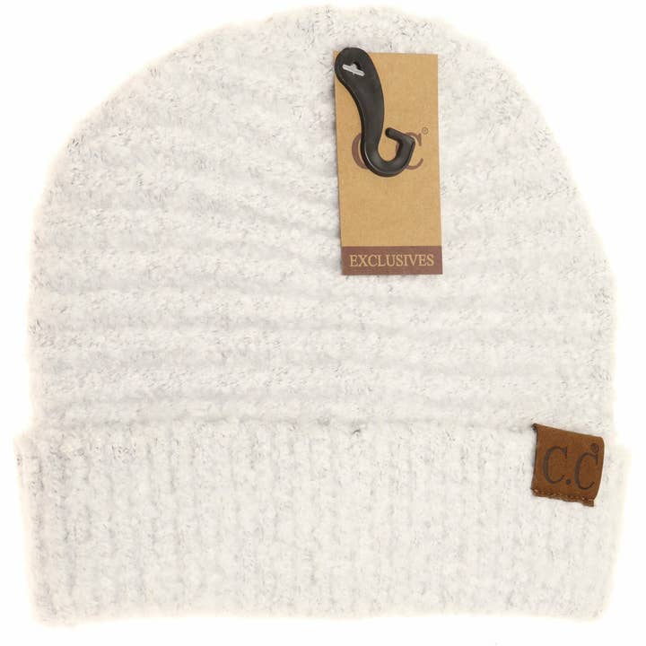 C.C Beanie - Wholesale Beanie - Women's - Solid Boucle Knit Cuff CC Beanie HAT7006