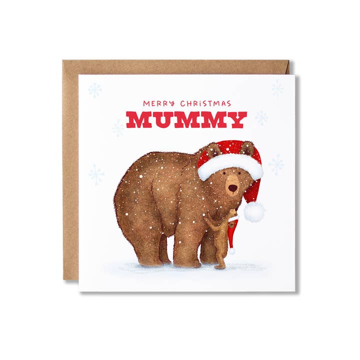 Christmas Bears Merry Christmas Mummy 1 or 2 cubs Card for wholesale by Badgerbee Design