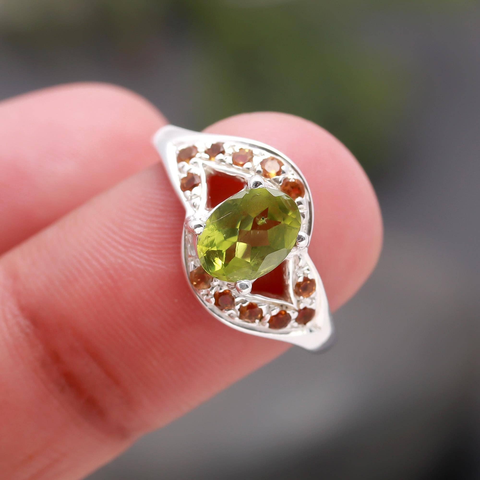 AG 925 JEWELLERY - Wholesale Multi-Stone Ring - 925 Silver Peridot & Citrine Designer Ring1