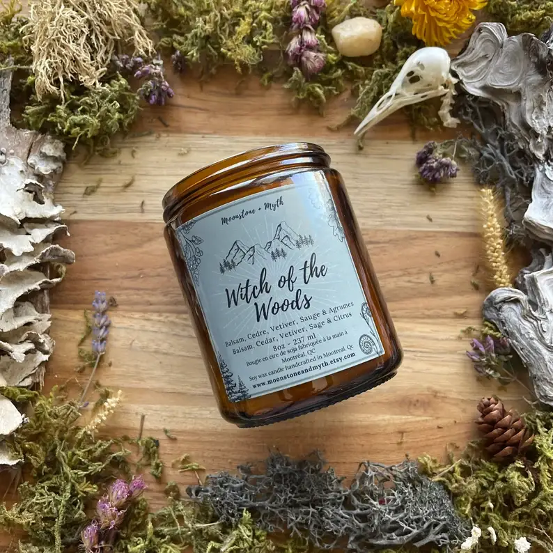 Moonstone and Myth - Wholesale Jar/Filled Candle - Witch of the Woods, 100% soy wax scented candle4