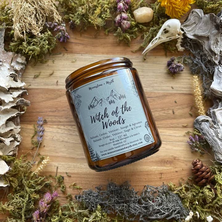 Moonstone and Myth - Wholesale Jar/filled candle - Witch of the Woods, 100% soy wax scented candle4