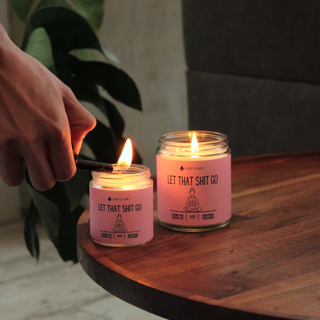 Funny Flames Candle Co - Les Creme - Wholesale Jar/Filled Candle - Let That Shit Go Candle (Pink) Candle- Best Selling Candle14