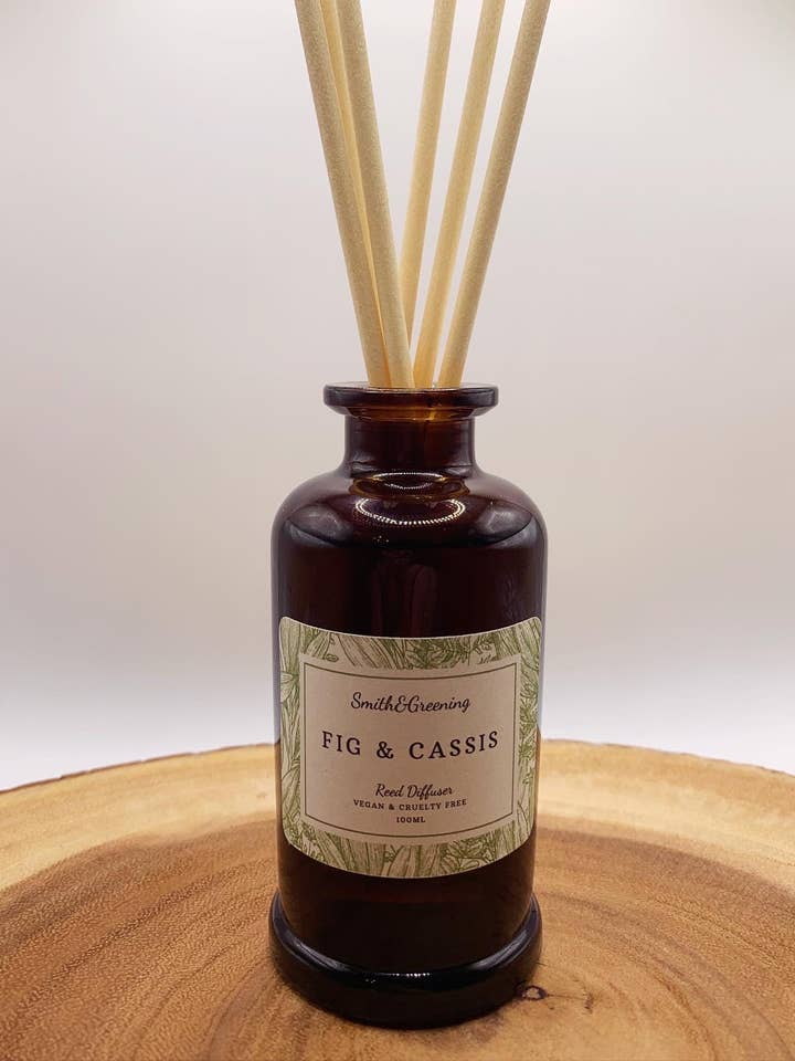 Fig & Cassis Reed Diffuser - Luxury amber glass jar for wholesale by Smith & Greening