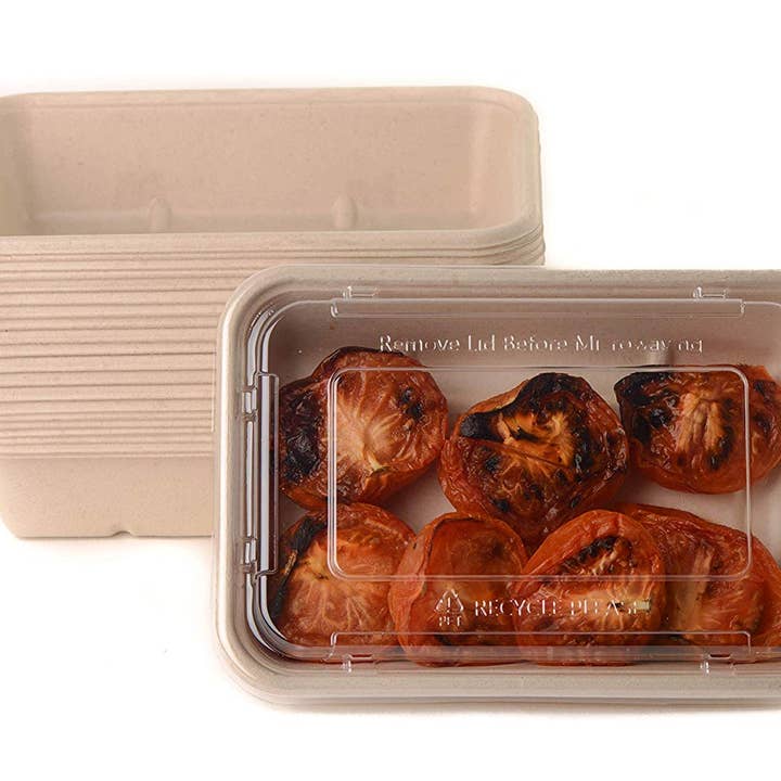 EcoQuality - Wholesale Food Storage Container - 34Oz Compostable Rectangular Food Containers with Lids