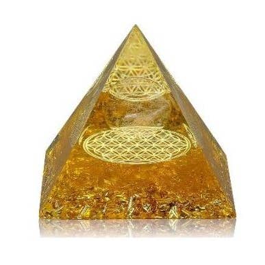 Designs by Deekay Inc. - Wholesale Spiritual Stone/Crystal - Yellow Citrine Orgonite Crystal Pyramid (80 Mm)