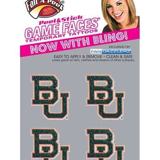 Baylor Game Faces® Temporary Tattoos for wholesale by Fanapeel / Gamefaces
