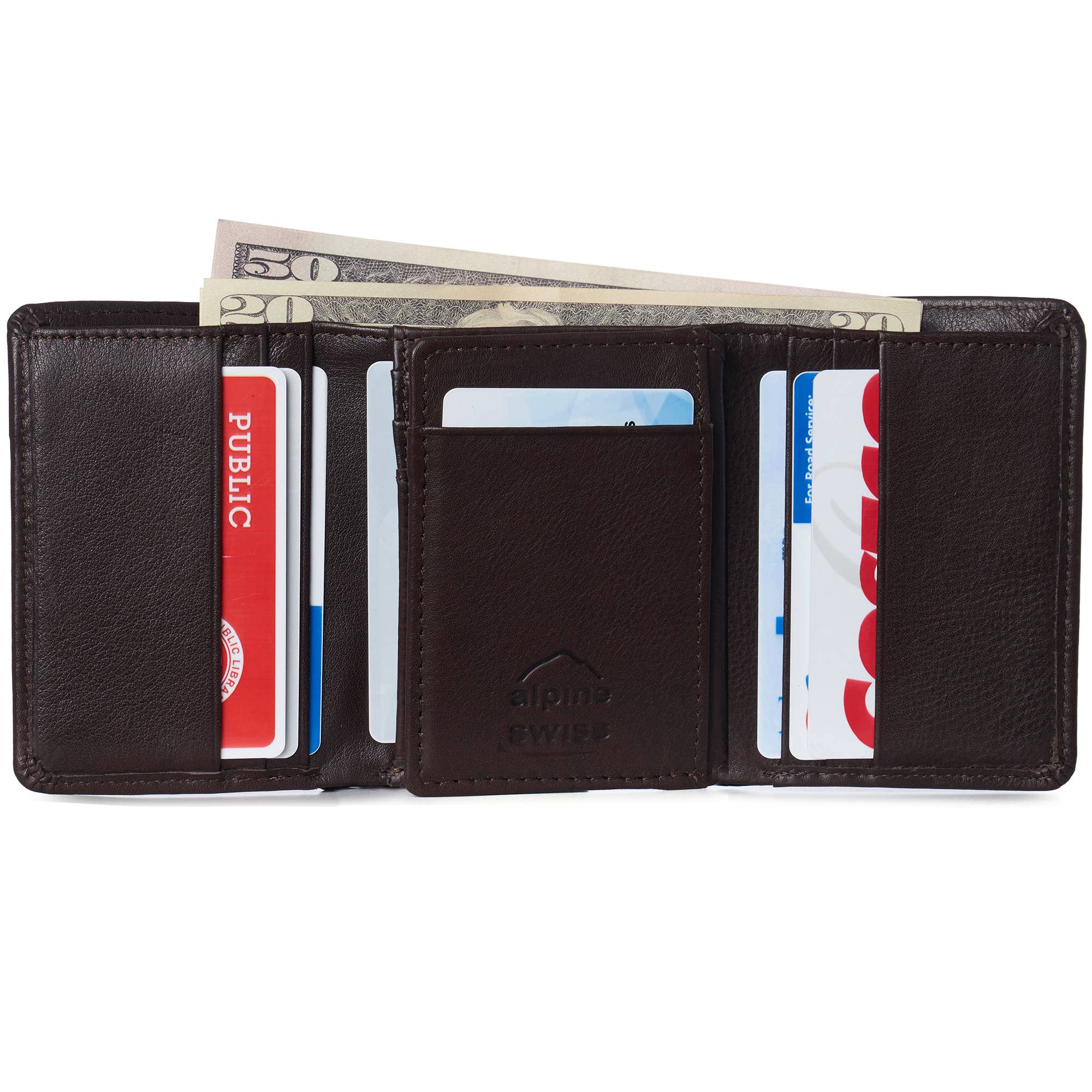 Alpine Swiss - Wholesale Wallet - Men's - Alpine Swiss RFID Mens Wallet Deluxe Capacity Trifold With Divided Bill Section - 978-PARENT13