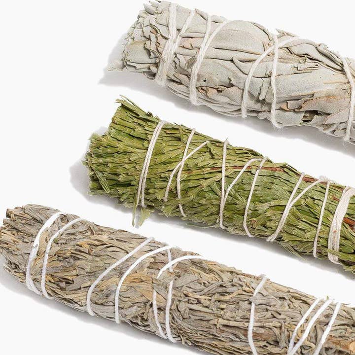 Liv Rocks - Wholesale Smudge Stick - Cedar, White + Blue Sage Sampler Smudge Sticks2