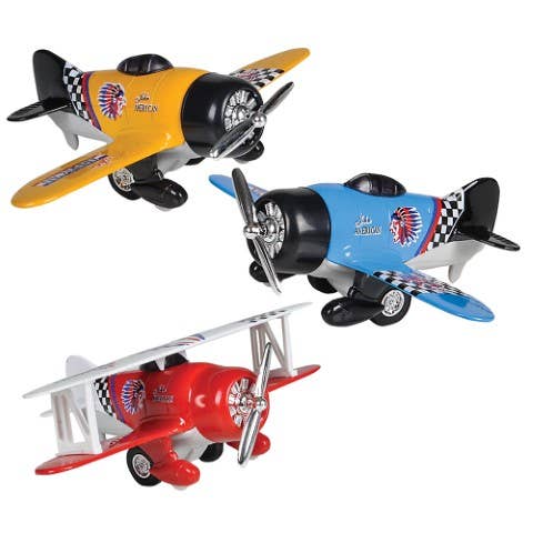 The Toy Network - Wholesale Toy Plane - Kids - 6.5" Diecast Pull Back Classic Wing Airplane2