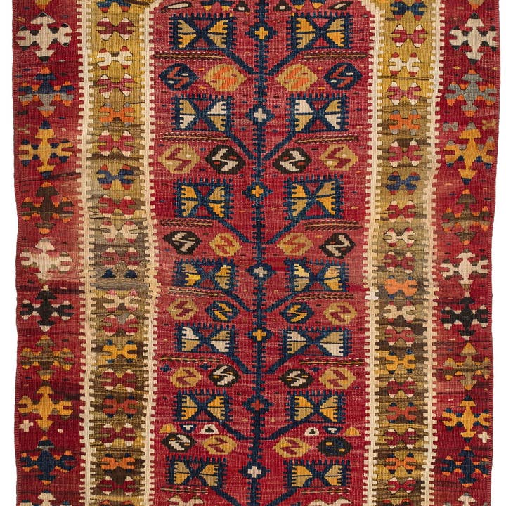 (3'1'' x 4'5'') Tapis Kilim Authentiques Tissés à la Main pour la vente par Rugtolia