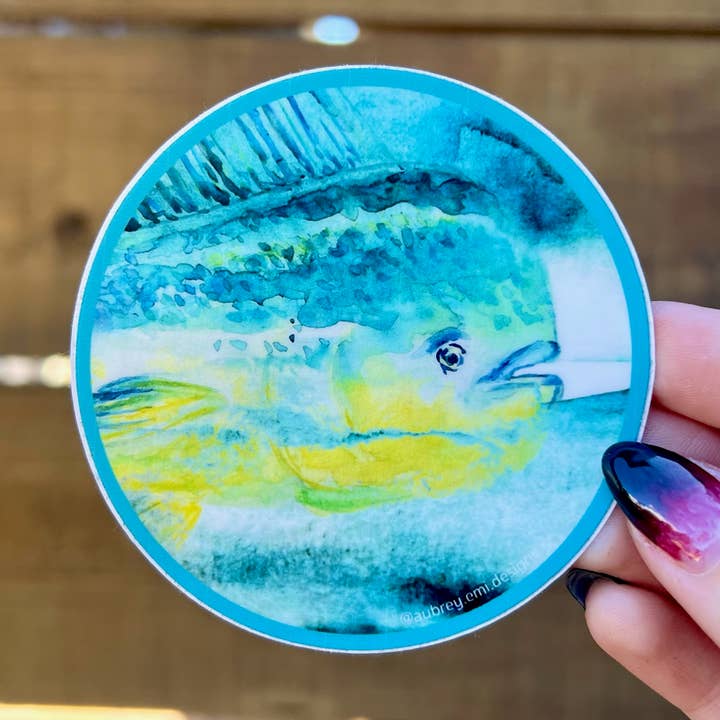 Mahi Mahi Sticker for wholesale by Aubrey Emi Designs
