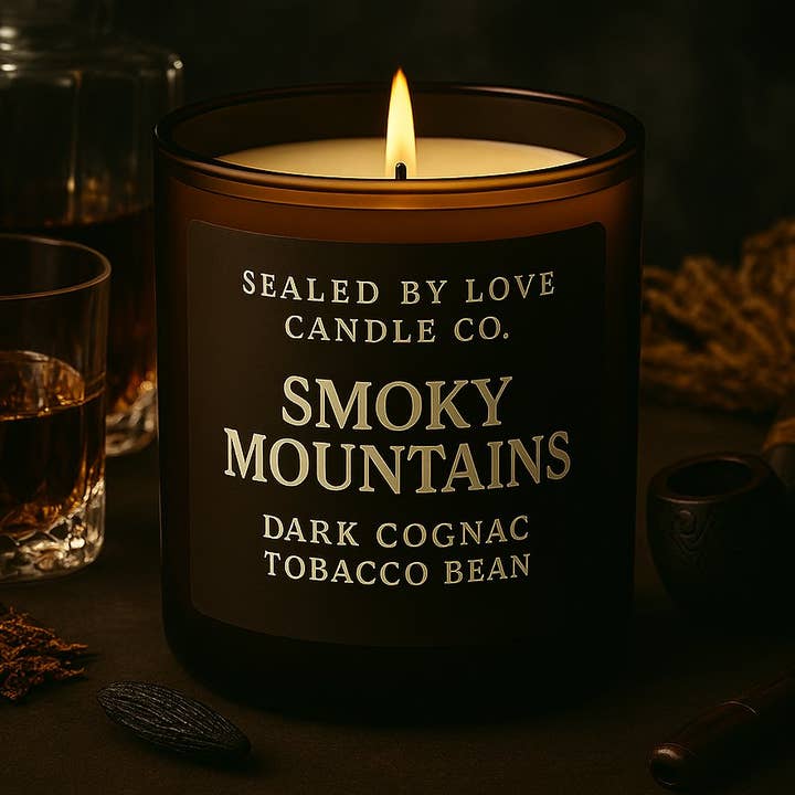 Smoky Mountains Candle for wholesale by Sealed By Love Candle Co.