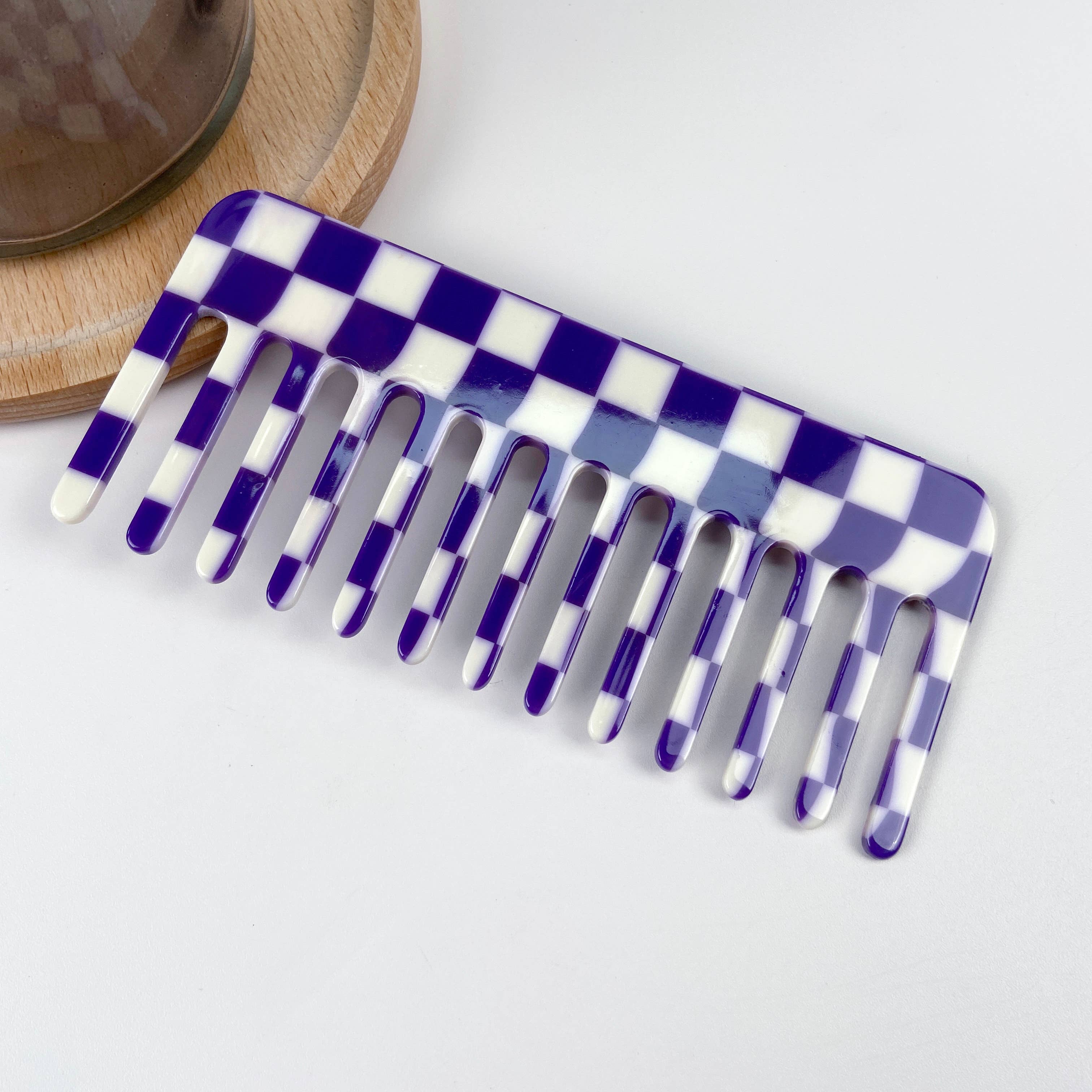 TheDivaSoap - Wholesale Hair Brush/Comb - Simple Checkerboard Wide Tooth Thin Hair Comb5