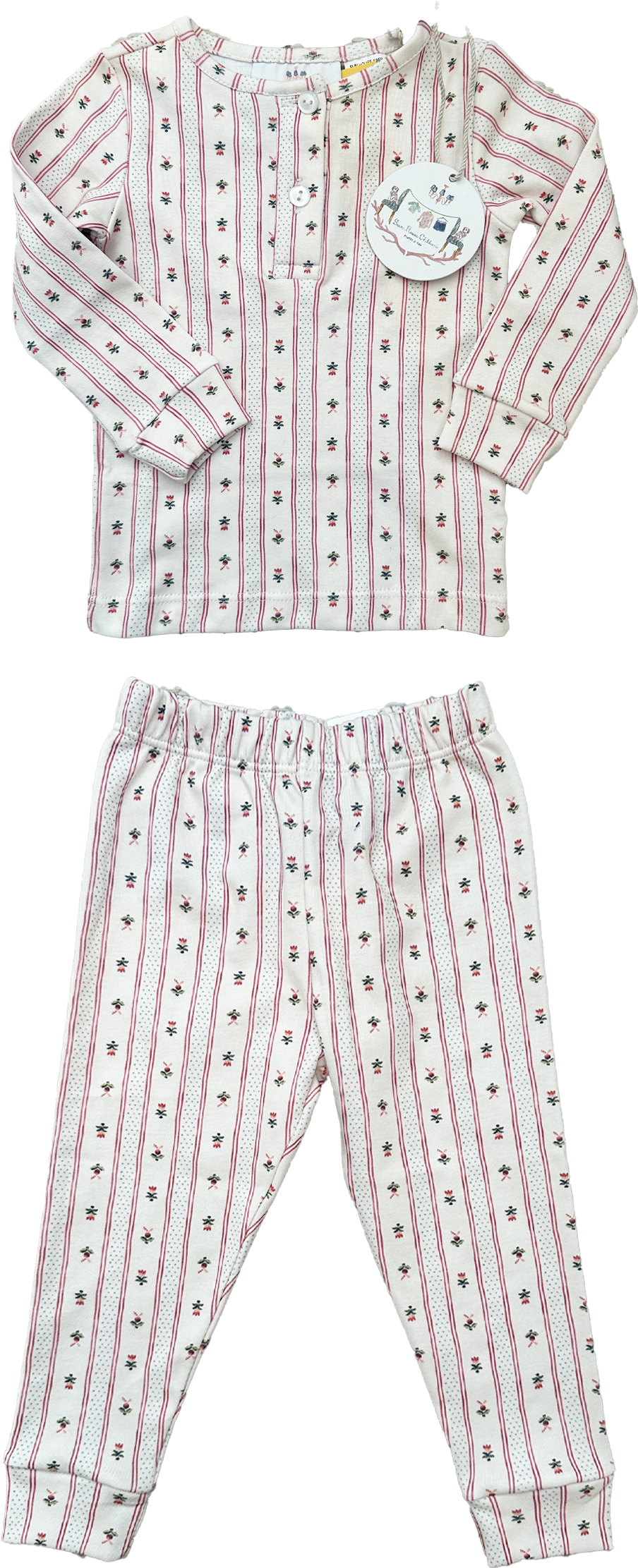 Sun House Children's - Wholesale Sleepwear Set - Kids - Girls Pajama in Holiday Dot Stripe3
