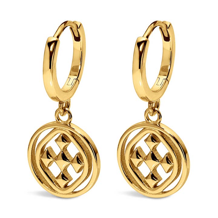 medallion huggie hoops for wholesale by Gracewear Collection