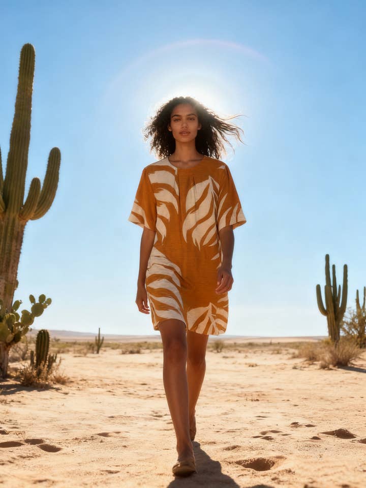 Tropical print dress with round neck for wholesale by last queen