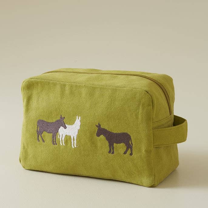 Big toilet bag RDV au pré olive for wholesale by Sylvie Thiriez