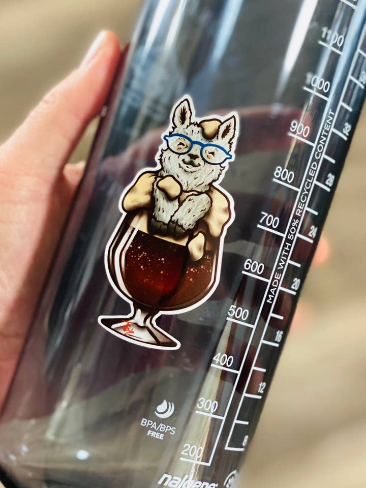 Lama In Amber Ale Sticker! for wholesale by Guerdrum Art