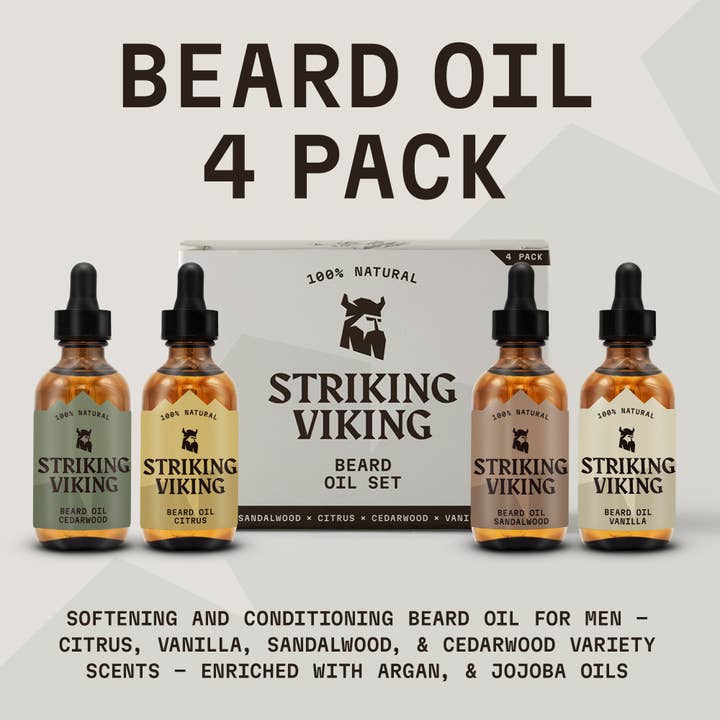 Striking Viking - Wholesale Beard Styling Product - Beard Oil Variety (4 Pack Set)