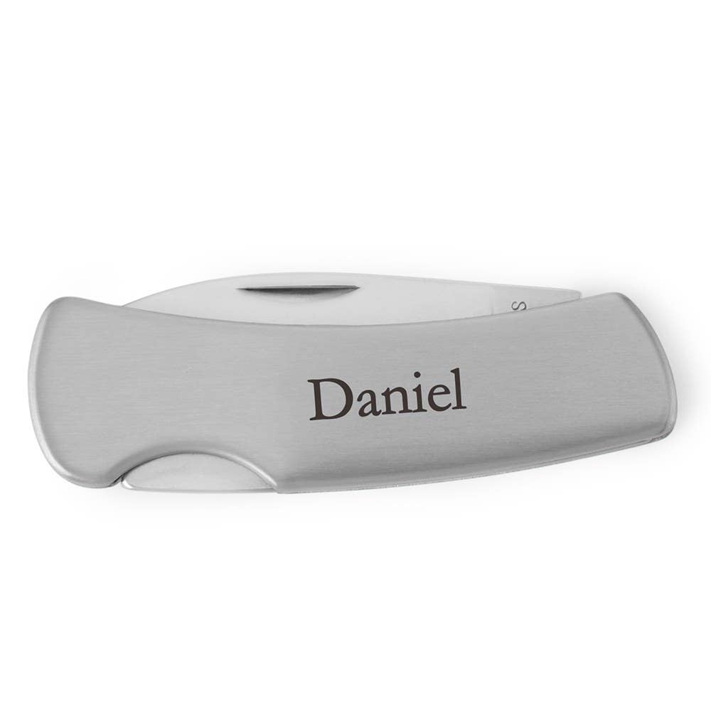 Weddingstar Inc. - Wholesale Pocket Knife/Holder - Stainless Steel Locking Blade Pocket Knife - Monogram1