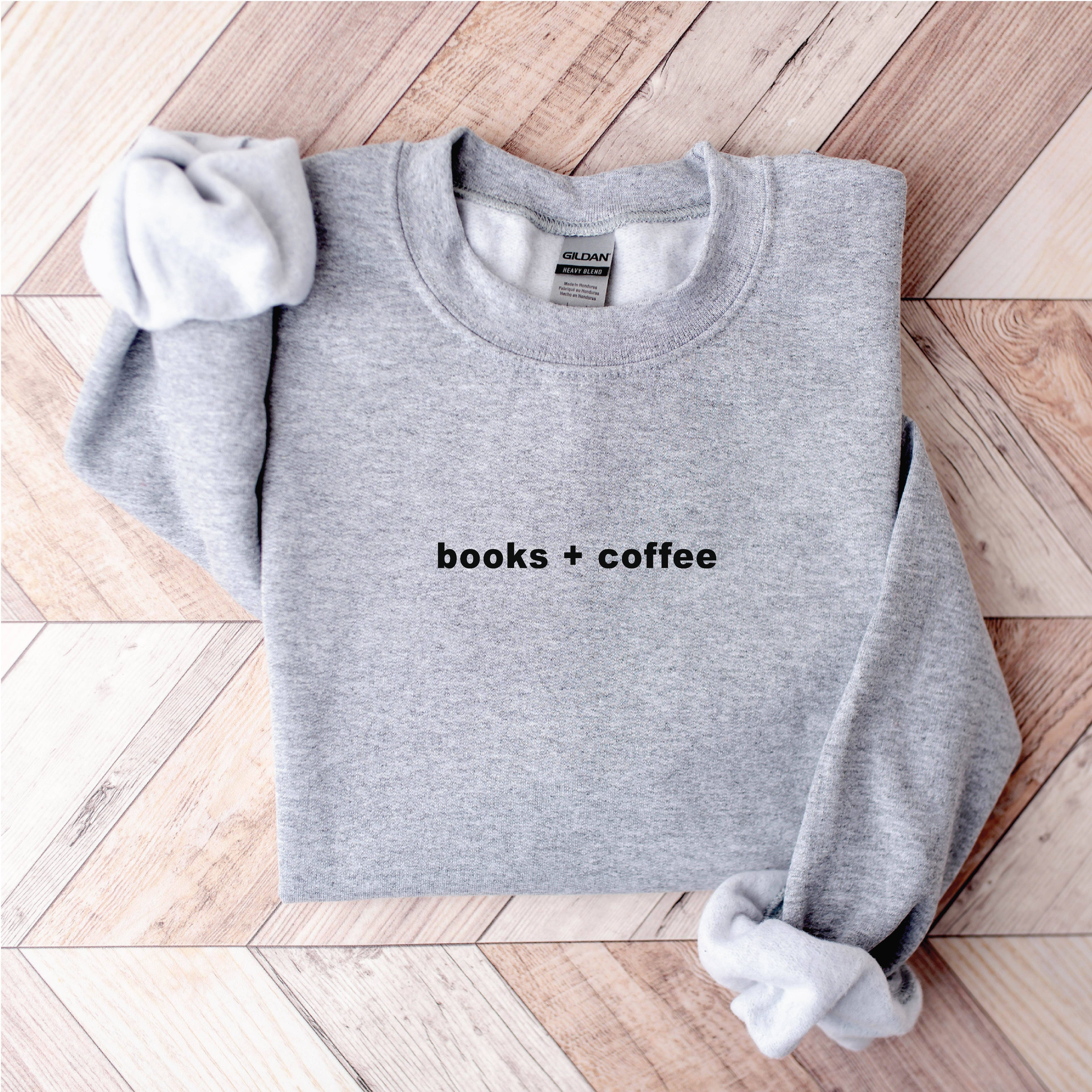 P E T I T R U E - Wholesale Sweatshirt - Women's - EMBROIDERED Books Crewneck Sweatshirt Coffee Book Lover Gift1