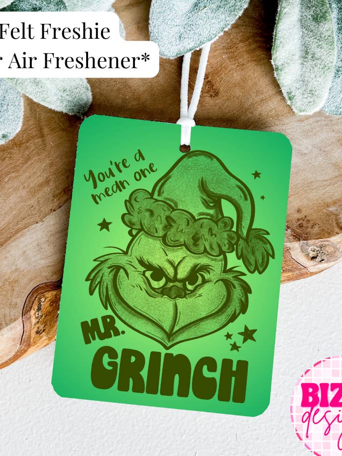 Grinchmas Cheer Felt Freshies - Christmas Car Air Fresheners for wholesale by Bizzz Designs