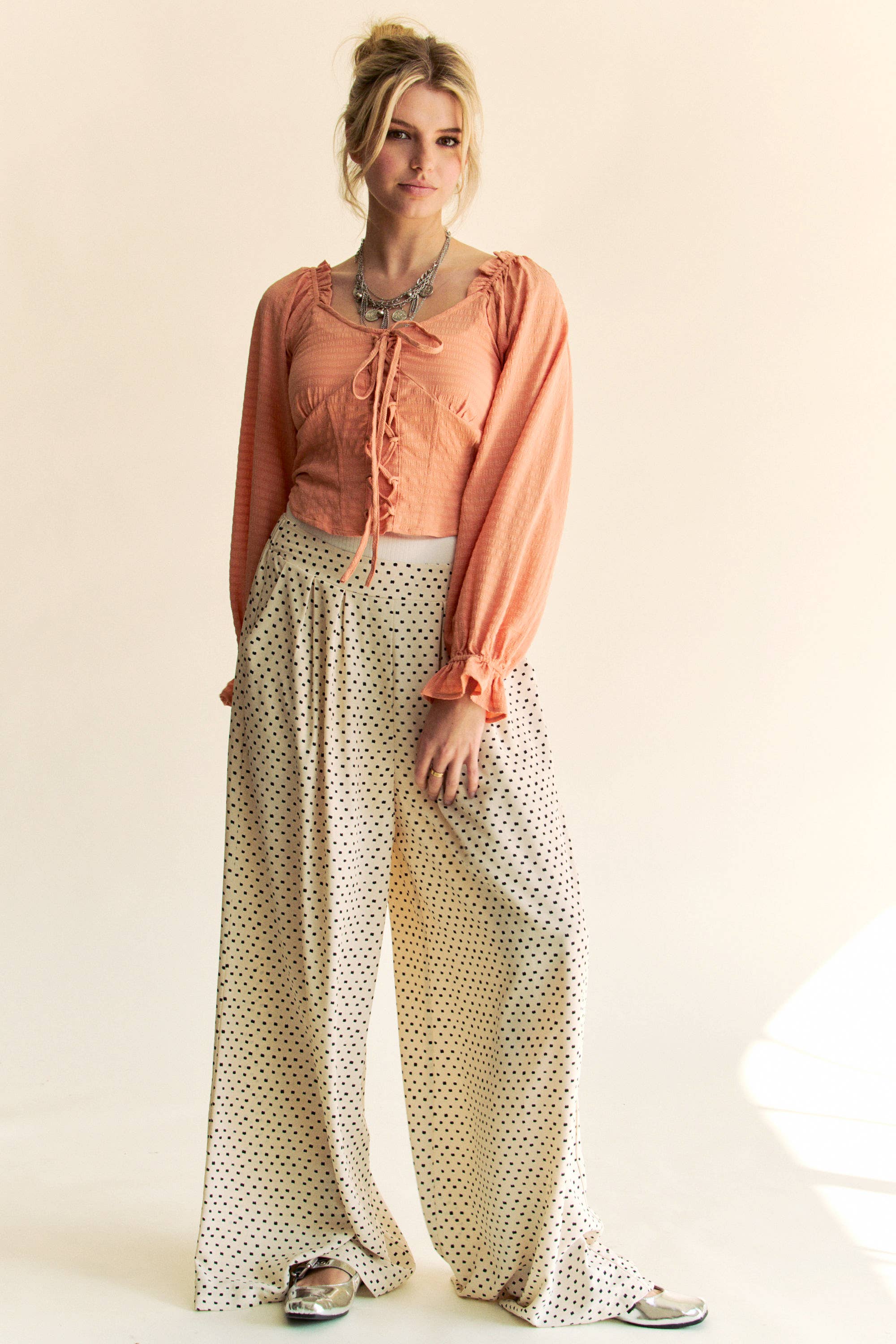 Davi & Dani - Vente Pantalon – femme - PANTALON LONG À CEINTURE ÉLASTIQUE PLISSÉE5