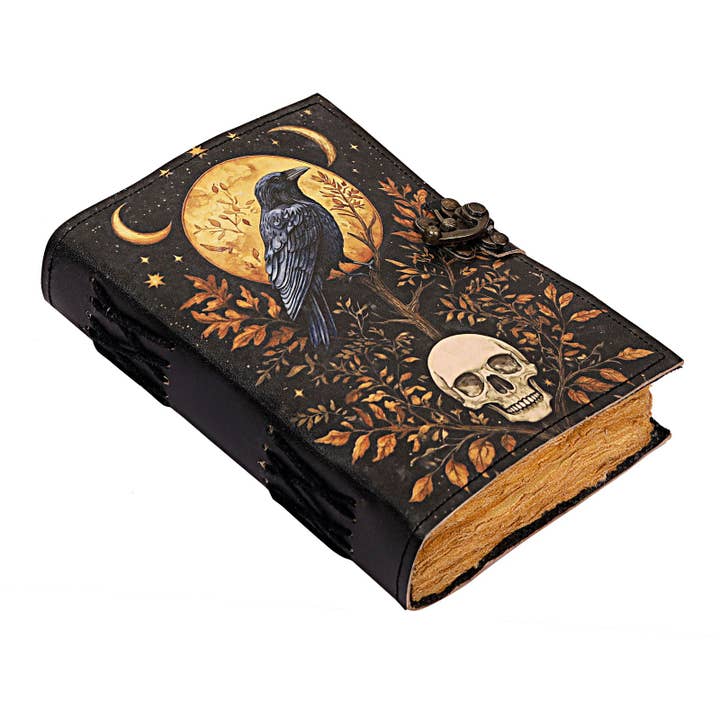MNM HANDICRAFTS – wholesale Journal/diary – Leather Gothic Journal Magical Raven Skull Spiral Notebook 2