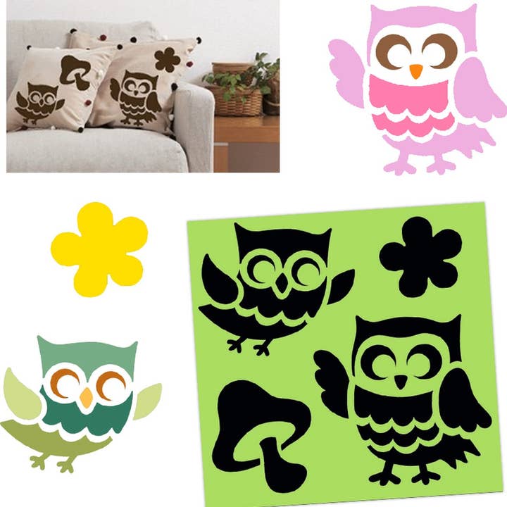 Owls Stencil - Drawing Stencil for wholesale by Sticker Varia