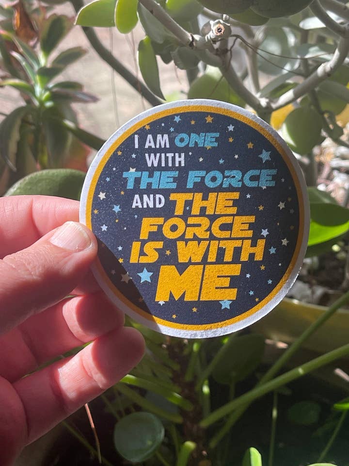 WITH THE FORCE Vinyl Sticker, Geeky Stickers, Laptop Sticker, Sci-Fi Sticker, Birthday Gifts, Stocking Stuffers, Space Themed Stickers for wholesale by Saturnalia Design Lab