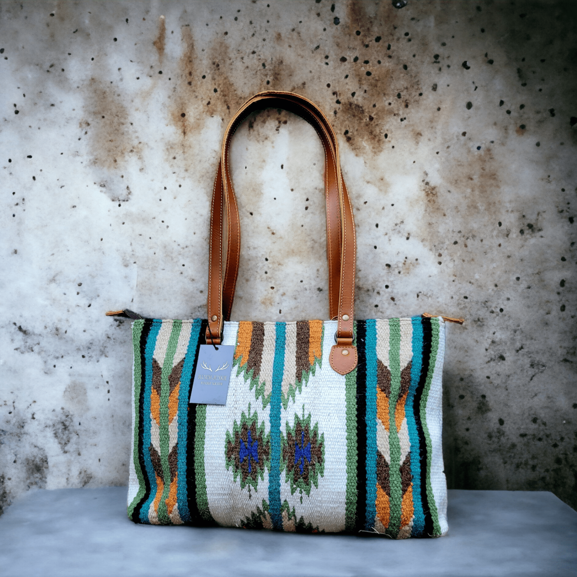 Ranch Junkie - Wholesale Tote Bag - Women's - Southwestern Large Handwoven Wool Boho Tote Aspen Saddle Blanket Bag2