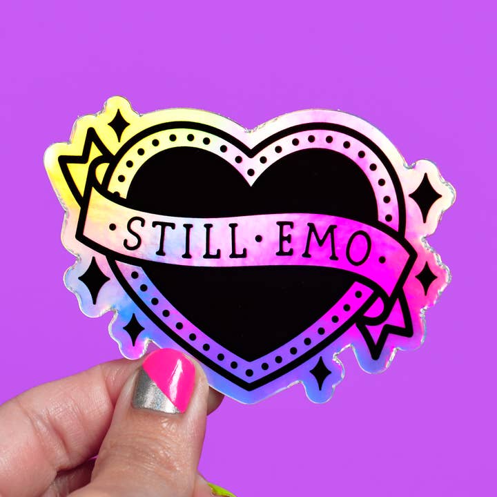 Autocollant holographique en vinyle Still Emo Heart/Rainbow pour la vente par jesiiii