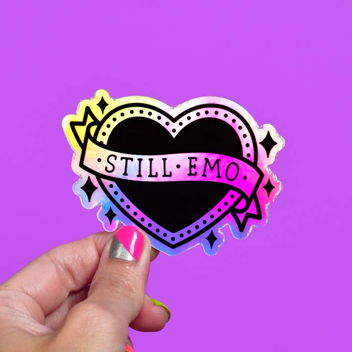 jesiiii - Wholesale Sticker - still emo heart / rainbow holographic vinyl sticker