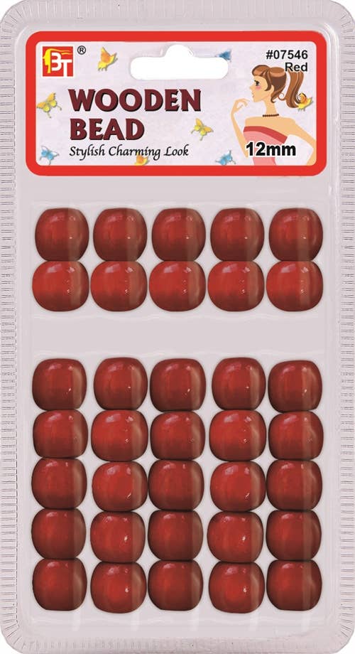 MI Hair Distribution - Wholesale Craft Supplies - WOODEN BEAD 12MM (RED)0