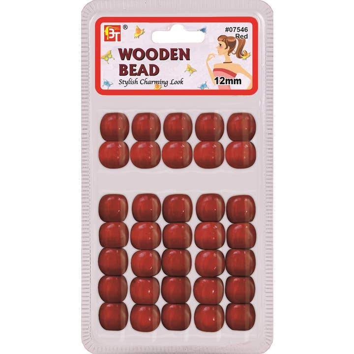 MI Hair Distribution - Wholesale Craft Supplies - WOODEN BEAD 12MM (RED)