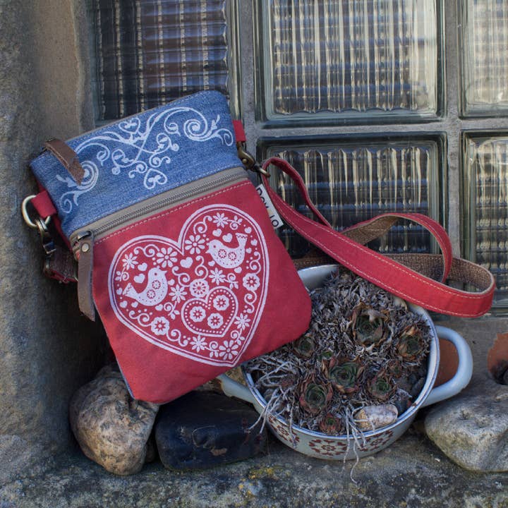 Sunsa - Vente Sac à bandoulière – femme - Sac à bandoulière Domelo. Sac traditionnel avec motif de cœur6