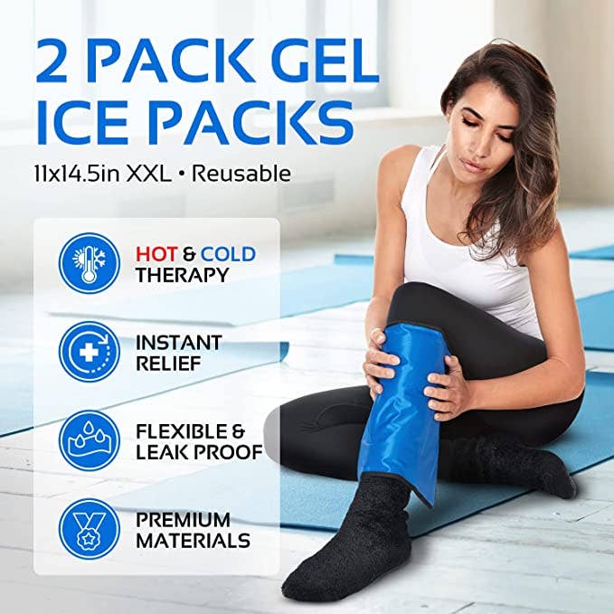 AllSett Health - Wholesale Hot/Cold Compress - 2 Pack XXL Reusable Hot and Cold Gel Ice Packs for Injuries