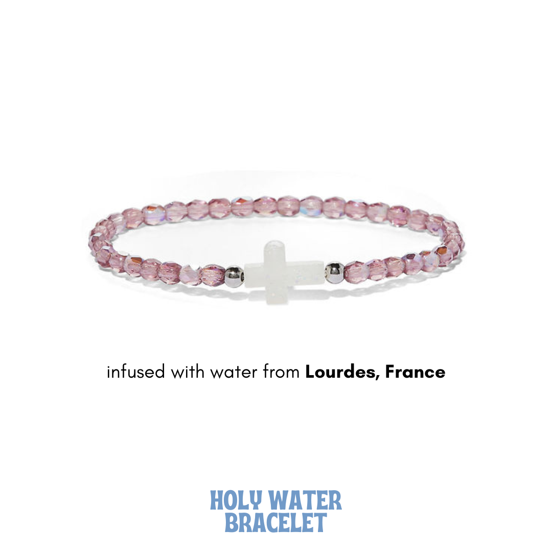 Holy Water Bracelet - Wholesale Beaded Bracelet - HOLY WATER BEADED AMETHYST AB CROSS BRACELET0