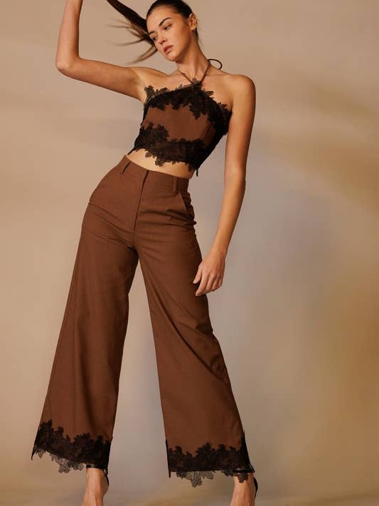 LT1382 Lace Halter Crop Top – Bold Elegance for Fall Nights for wholesale by Endless Blu