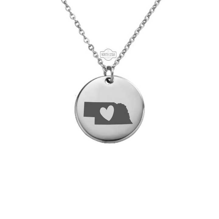 Nebraska State Outline Charm Necklace – Personalized Gift for wholesale by North Star Rustics Too